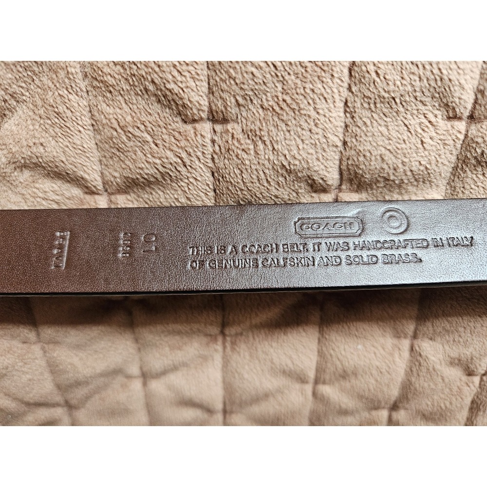 Coach Women's Black Calfskin Belt with Brass Hardware 40" Long, 3/4" Wide, LG - Picture 3 of 5